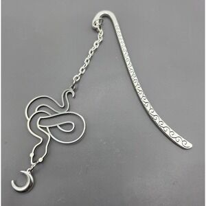 Handmade Bookmark Silver Snake Moon Dangle Chain Stainless Steel Findings
